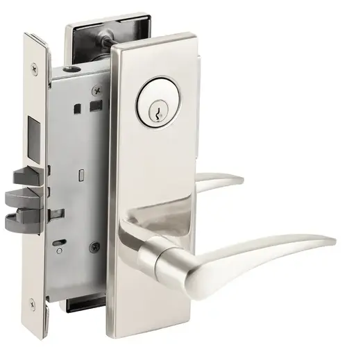 Entry / Office with Deadbolt Mortise Lock C Keyway with 12 Lever and N Escutcheon Right Hand Bright Chrome Finish