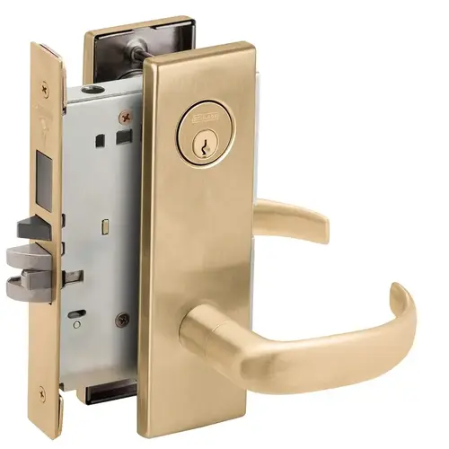 Entry / Office with Deadbolt Mortise Lock C Keyway with 17 Lever and N Escutcheon Satin Brass Finish