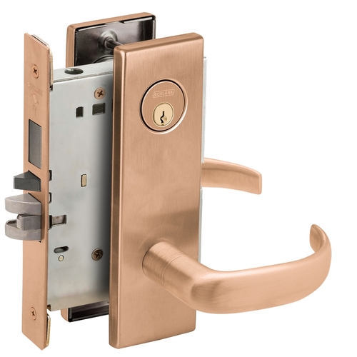 Faculty Restroom Mortise Lock C Keyway with 17 Lever and N Escutcheon Left Hand Satin Bronze Finish