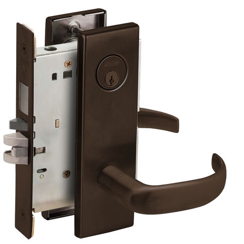 Faculty Restroom Mortise Lock C Keyway with 17 Lever and N Escutcheon Right Hand Oil Rubbed Bronze Finish