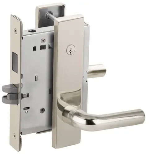 Dormitory / Bedroom Mortise Lock Concealed Cylinder C Keyway with 02 Lever and L Escutcheon Bright Chrome Finish