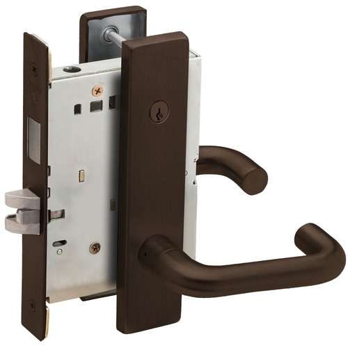 Dormitory / Bedroom Mortise Lock Concealed Cylinder C Keyway with 03 Lever and L Escutcheon Oil Rubbed Bronze Finish