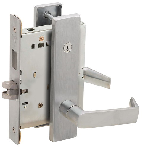 Corridor Mortise Lock Concealed Cylinder C Keyway with 06 Lever and L Escutcheon Satin Chrome Finish