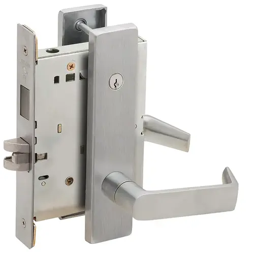 Dormitory / Bedroom Mortise Lock Concealed Cylinder C Keyway with 06 Lever and L Escutcheon Satin Chrome Finish