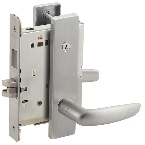 Dormitory / Bedroom Mortise Lock Concealed Cylinder C Keyway with 07 Lever and L Escutcheon Satin Chrome Finish