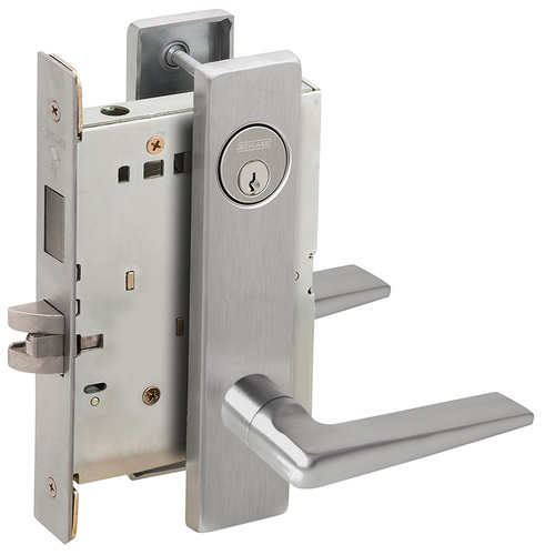 Store / Utility Room Mortise Lock C Keyway with 05 Lever and L Escutcheon Satin Chrome Finish