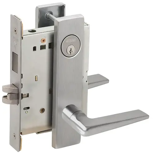 Corridor Mortise Lock C Keyway with 05 Lever and L Escutcheon Satin Chrome Finish