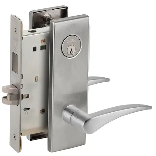 Store / Utility Room Mortise Lock C Keyway with 12 Lever and N Escutcheon Right Hand Satin Chrome Finish