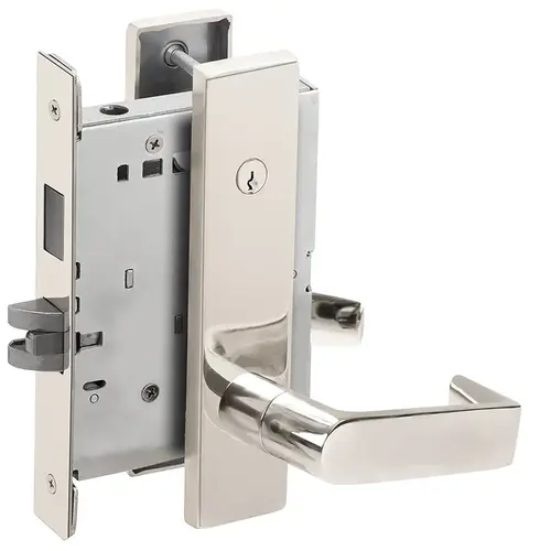 Dormitory / Bedroom Mortise Lock Concealed Cylinder C Keyway with 06 Lever and L Escutcheon Bright Chrome Finish