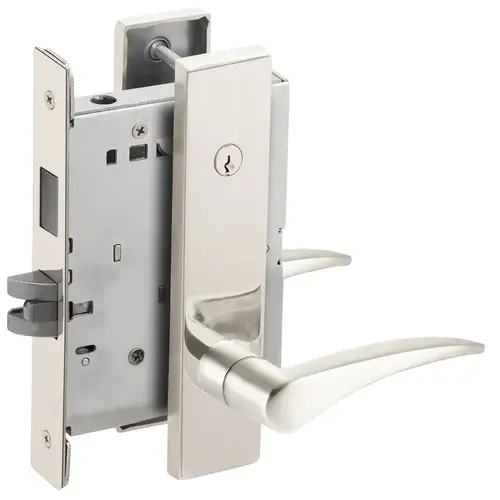 Dormitory / Bedroom Mortise Lock Concealed Cylinder C Keyway with 12 Lever and L Escutcheon Right Hand Bright Chrome Finish