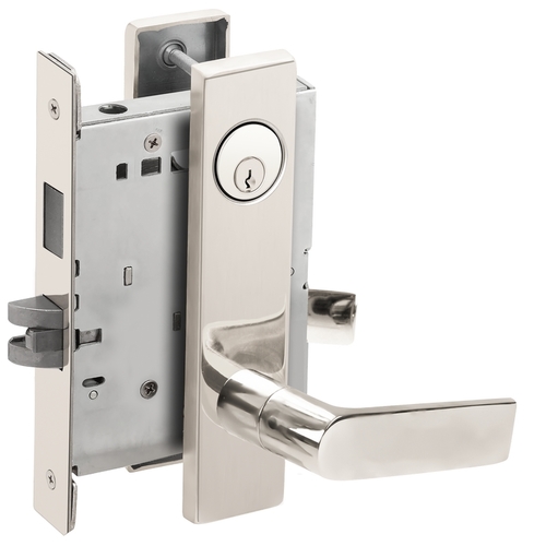 Dormitory / Bedroom Mortise Lock C Keyway with 01 Lever and L Escutcheon Bright Chrome Finish