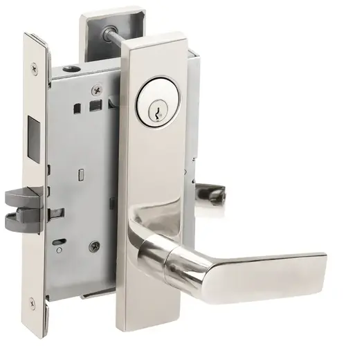 Store / Utility Room Mortise Lock with C Keyway with 01 Lever and L Escutcheon Bright Stainless Steel Finish