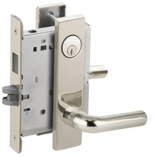 Store / Utility Room Mortise Lock C Keyway with 02 Lever and L Escutcheon Bright Chrome Finish