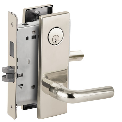 Corridor Mortise Lock with C Keyway with 02 Lever and N Escutcheon Bright Stainless Steel Finish