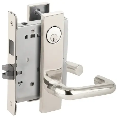 Closet / Storeroom Mortise Lock C Keyway with 03 Lever and L Escutcheon Bright Chrome Finish