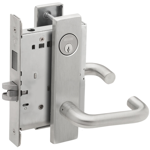 Dormitory / Bedroom Mortise Lock C Keyway with 03 Lever and L Escutcheon Satin Stainless Steel Finish