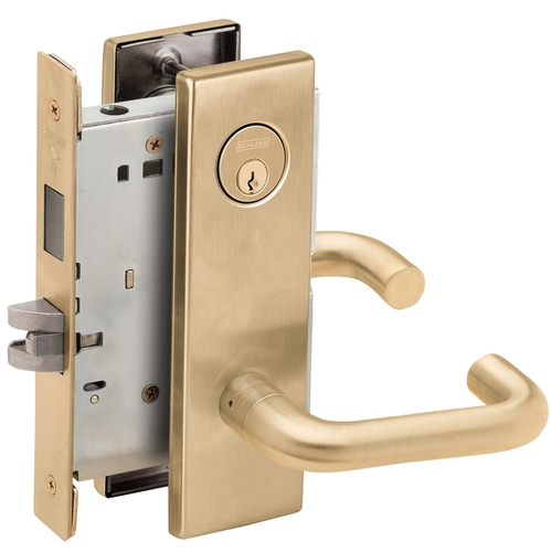 Closet / Storeroom Mortise Lock C Keyway with 03 Lever and N Escutcheon Satin Brass Finish