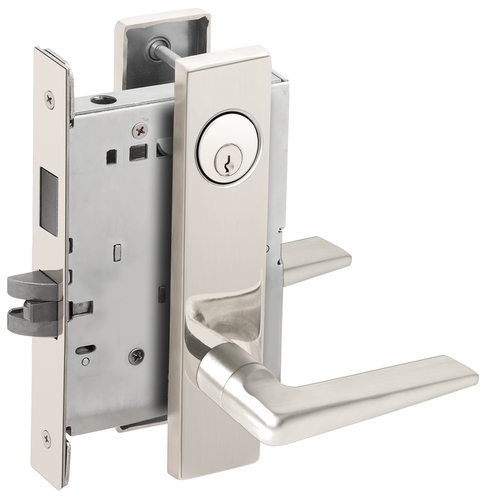 Store / Utility Room Mortise Lock with C Keyway with 05 Lever and L Escutcheon Bright Stainless Steel Finish