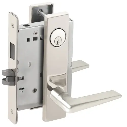 Closet / Storeroom Mortise Lock C Keyway with 05 Lever and L Escutcheon Bright Chrome Finish