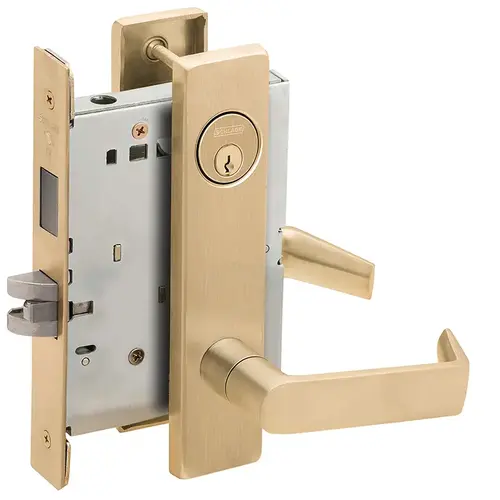 Corridor Mortise Lock C Keyway with 06 Lever and L Escutcheon Satin Brass Finish