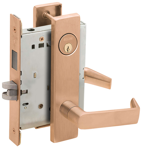 Closet / Storeroom Mortise Lock C Keyway with 06 Lever and L Escutcheon Satin Bronze Finish