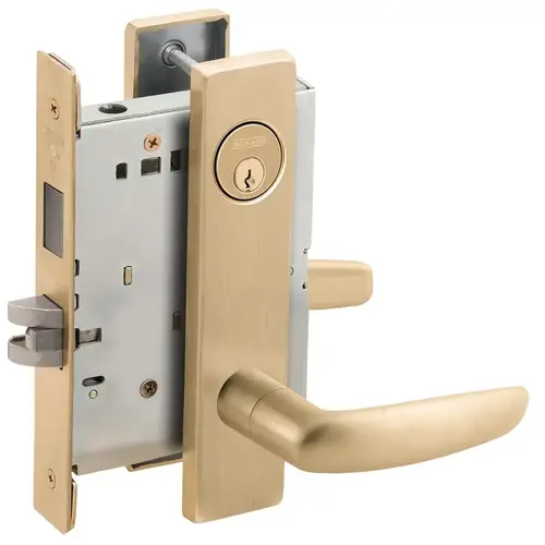 Dormitory / Bedroom Mortise Lock C Keyway with 07 Lever and L Escutcheon Satin Brass Finish