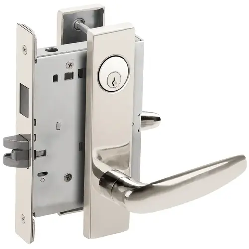 Closet / Storeroom Mortise Lock with C Keyway with 07 Lever and L Escutcheon Bright Stainless Steel Finish