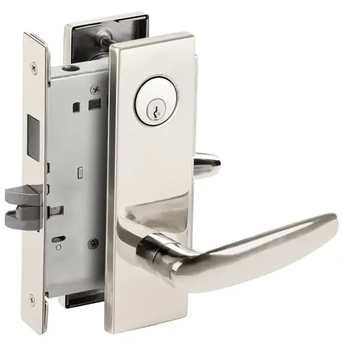 Corridor Mortise Lock C Keyway with 07 Lever and N Escutcheon Bright Chrome Finish