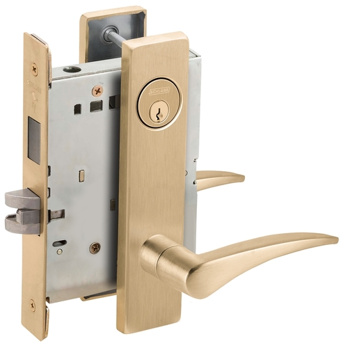 Corridor Mortise Lock C Keyway with 12 Lever and L Escutcheon Right Hand Satin Brass Finish