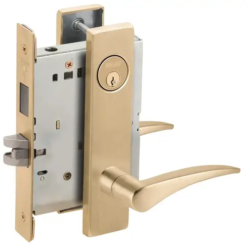 Store / Utility Room Mortise Lock C Keyway with 12 Lever and L Escutcheon Right Hand Satin Brass Finish