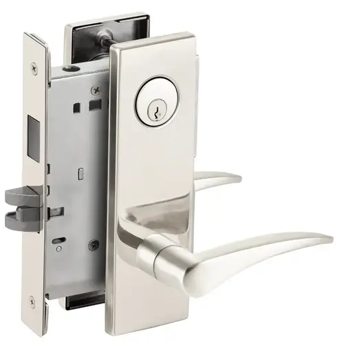 Dormitory / Bedroom Mortise Lock C Keyway with 12 Lever and N Escutcheon Left Hand Bright Chrome Finish