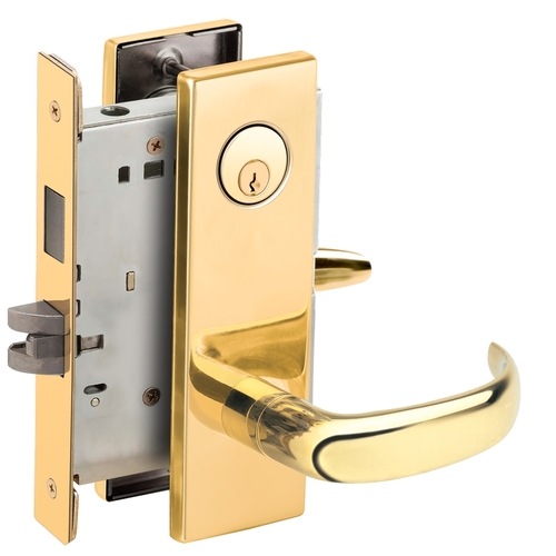 Store / Utility Room Mortise Lock C Keyway with 17 Lever and N Escutcheon Bright Brass Finish