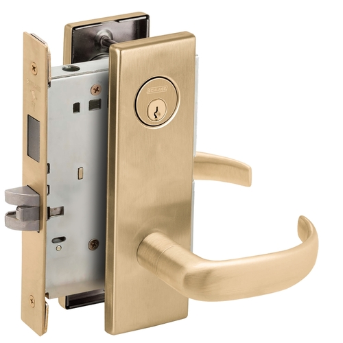 Closet / Storeroom Mortise Lock C Keyway with 17 Lever and N Escutcheon Satin Brass Finish