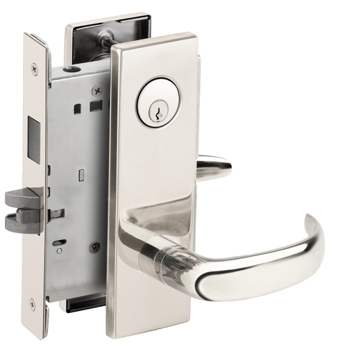 Dormitory / Bedroom Mortise Lock C Keyway with 17 Lever and N Escutcheon Bright Chrome Finish