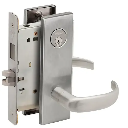 Closet / Storeroom Mortise Lock C Keyway with 17 Lever and N Escutcheon Satin Chrome Finish