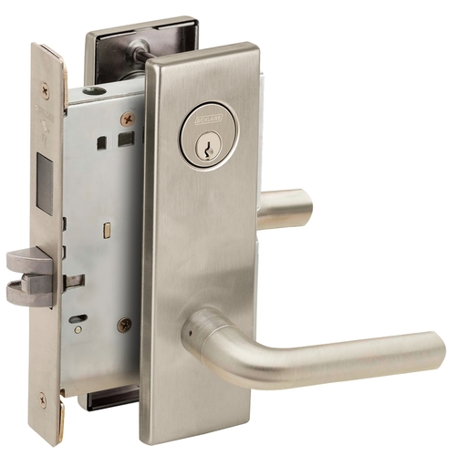 Dormitory / Bedroom Mortise Lock C Keyway with 02 Lever and N Escutcheon Satin Nickel Finish