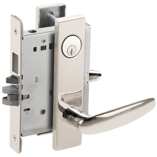 Right Hand Faculty Restroom Mortise Lock with C Keyway with 07 Lever and L Escutcheon Bright Stainless Steel Finish