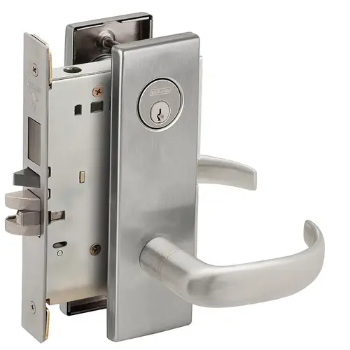 Faculty Restroom Mortise Lock C Keyway with 17 Lever and N Escutcheon Left Hand Satin Chrome Finish