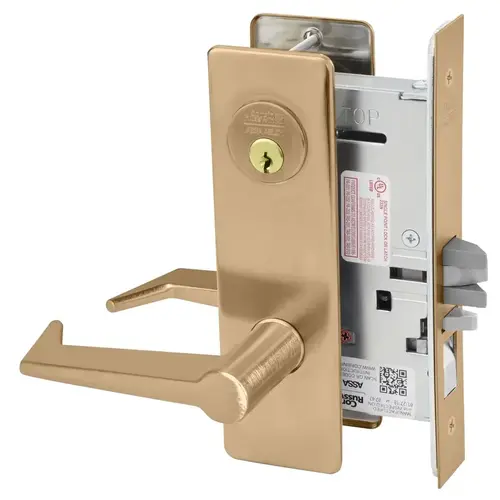 Storeroom Mortise Lock with Essex Lever and M Escutcheon L4 Keyway Satin Bronze Finish