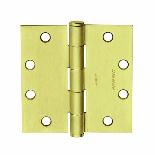 Full Mortise Hinge, 5-Knuckle, Standard Weight, 4" x 4", Square Corner, Satin Brass