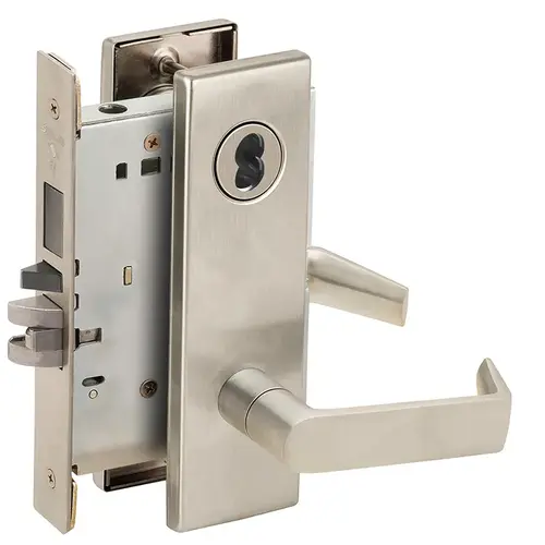 Mortise Lock Satin Nickel Plated Clear Coated