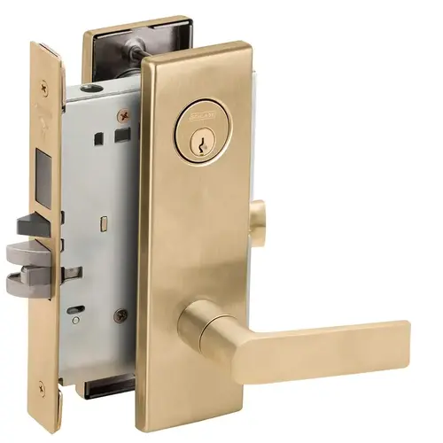 Left Hand Faculty Restroom Mortise Lock with C Keyway with 01 Lever and N Escutcheon Satin Brass Finish