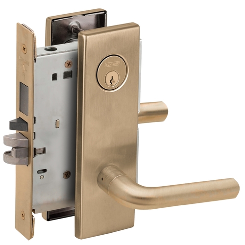 Storeroom with Deadbolt Mortise Lock with C Keyway with 02 Lever and N Escutcheon Antique Brass Finish