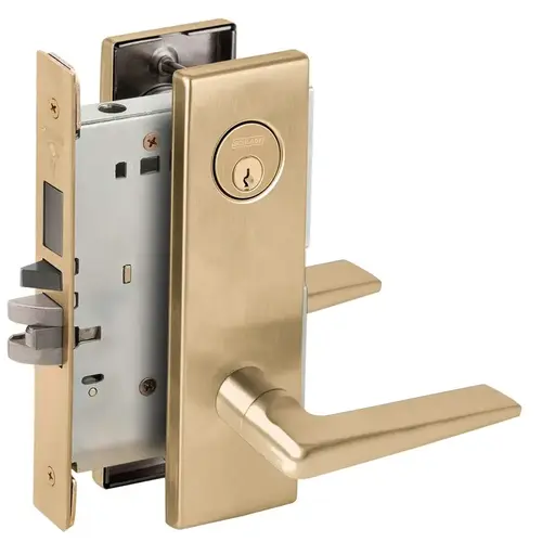 Left Hand Faculty Restroom Mortise Lock with C Keyway with 05 Lever and N Escutcheon Satin Brass Finish