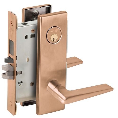 Left Hand Faculty Restroom Mortise Lock with C Keyway with 05 Lever and N Escutcheon Satin Bronze Finish