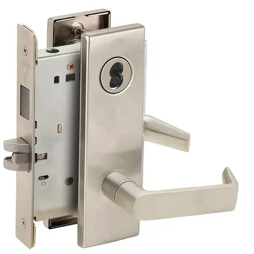 Mortise Lock Satin Nickel Plated Clear Coated