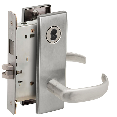 Closet / Storeroom Mortise Lock with Large Format IC Less Core with 17 Lever and N Escutcheon Satin Chrome Finish