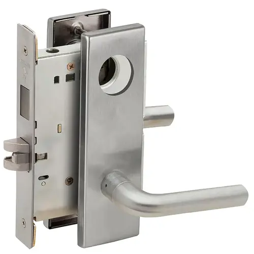 Closet / Storeroom Mortise Lock Less Cylinder with 02 Lever and N Escutcheon Satin Chrome Finish