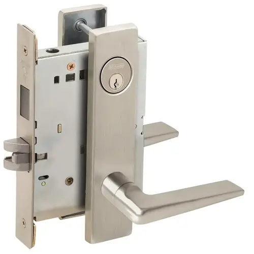 Store / Utility Room Mortise Lock with C Keyway with 05 Lever and L Escutcheon Satin Nickel Finish