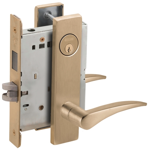 Left Hand Closet / Storeroom Mortise Lock with C Keyway with 12 Lever and L Escutcheon Antique Brass Finish